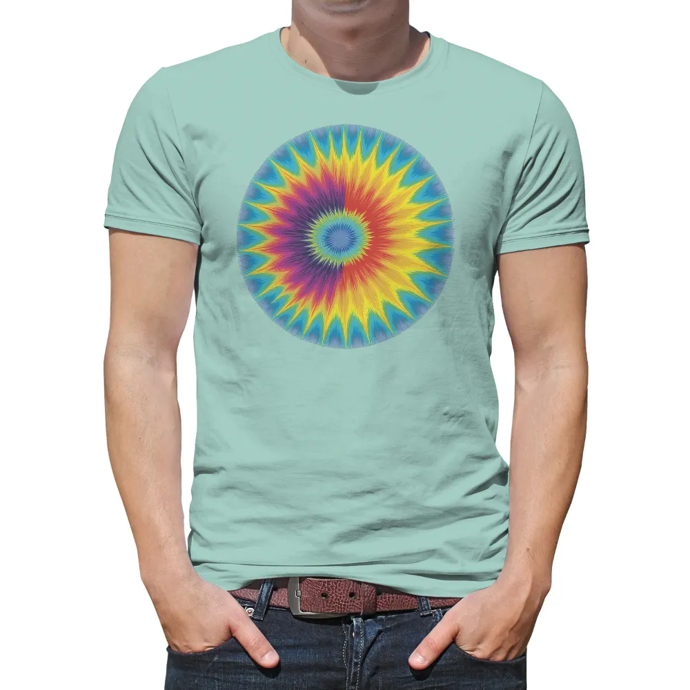 T-Shirt Printing: Vibrant Mandala - Unity in Colors|comfort colors bleach dye