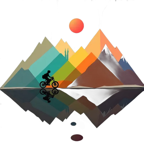 T-Shirts Design: Mountain Biking Adventure with Sunrise Reflection