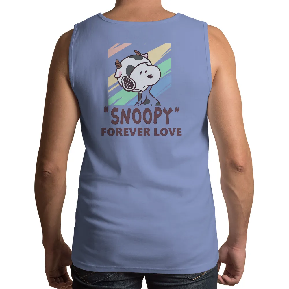 Snoopy Forever Love T-Shirt Printing - Pop Culture, Cow Costume, Pastel Colors|military t shirts humor uk