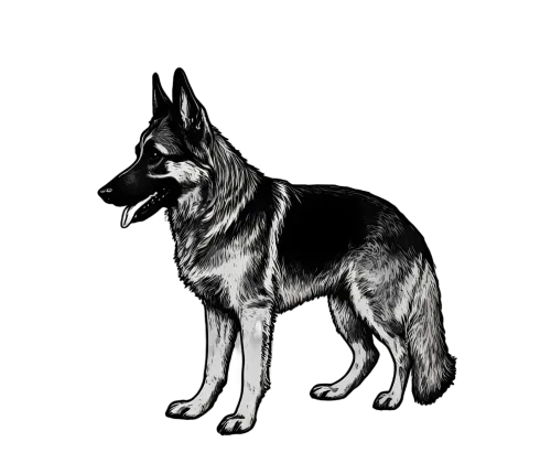 Tee Shirt Printing: Monochrome German Shepherd - Loyalty and Protection