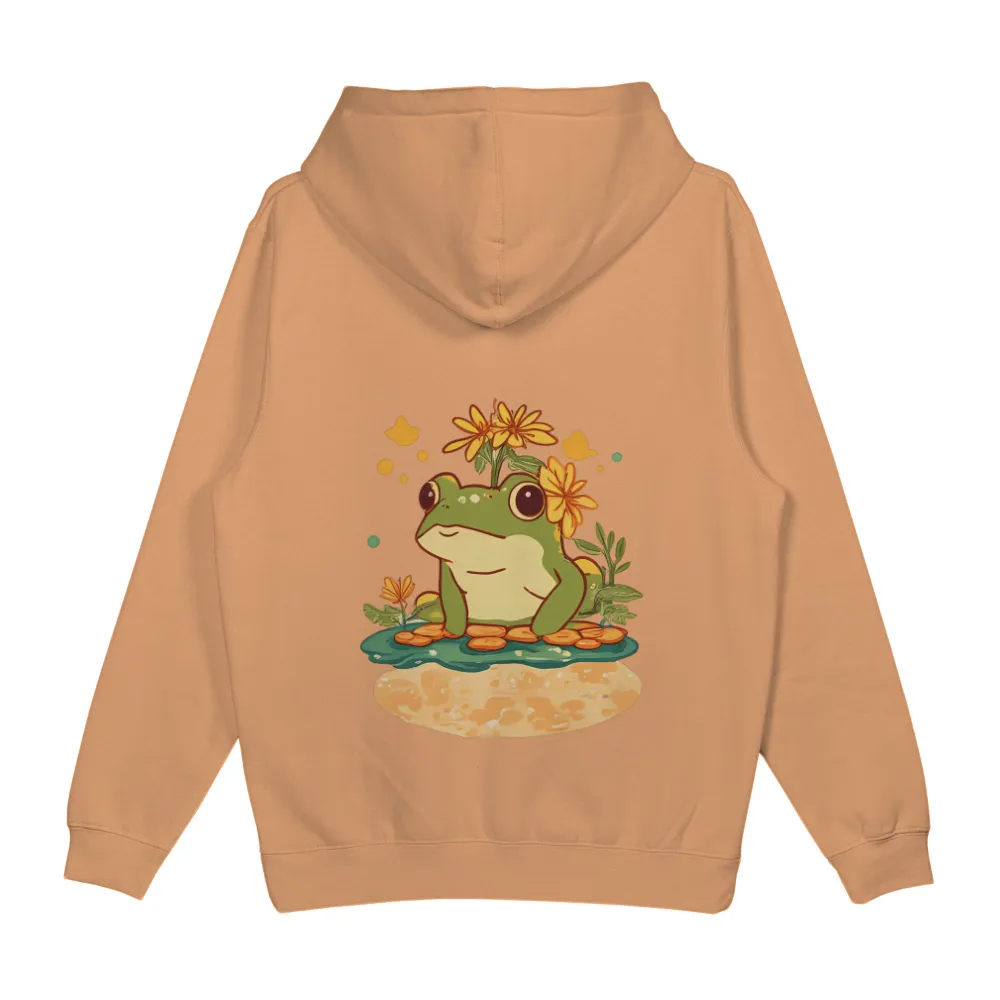 TShirt Printing: Serene Frog with Yellow Flowers - Nature's Tranquility|cute womens valentine shirts