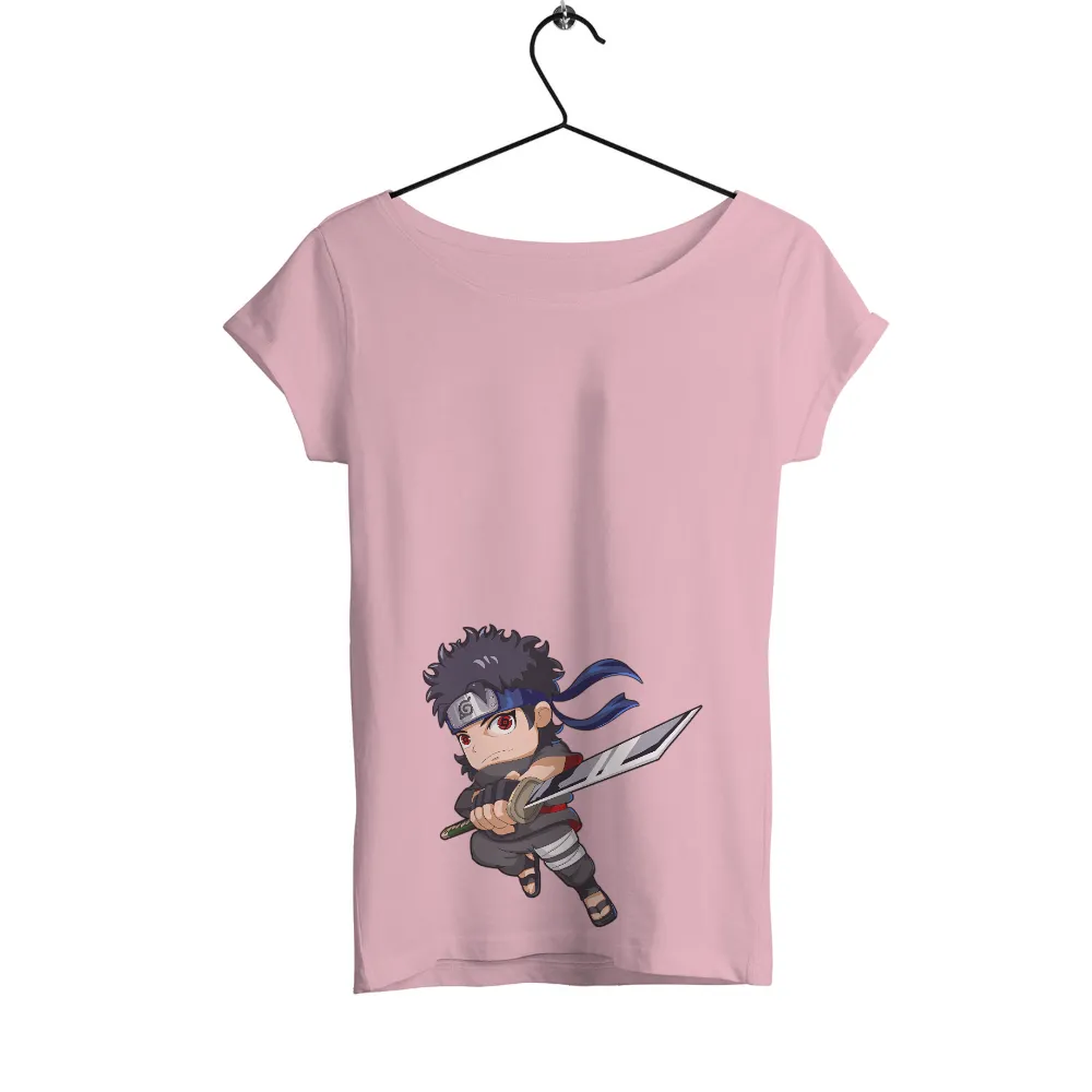 Shirts Graphic Tees: Chibi Sasuke Uchiha with Vibrant Colors and Dynamic Pose|roblox shirt naruto