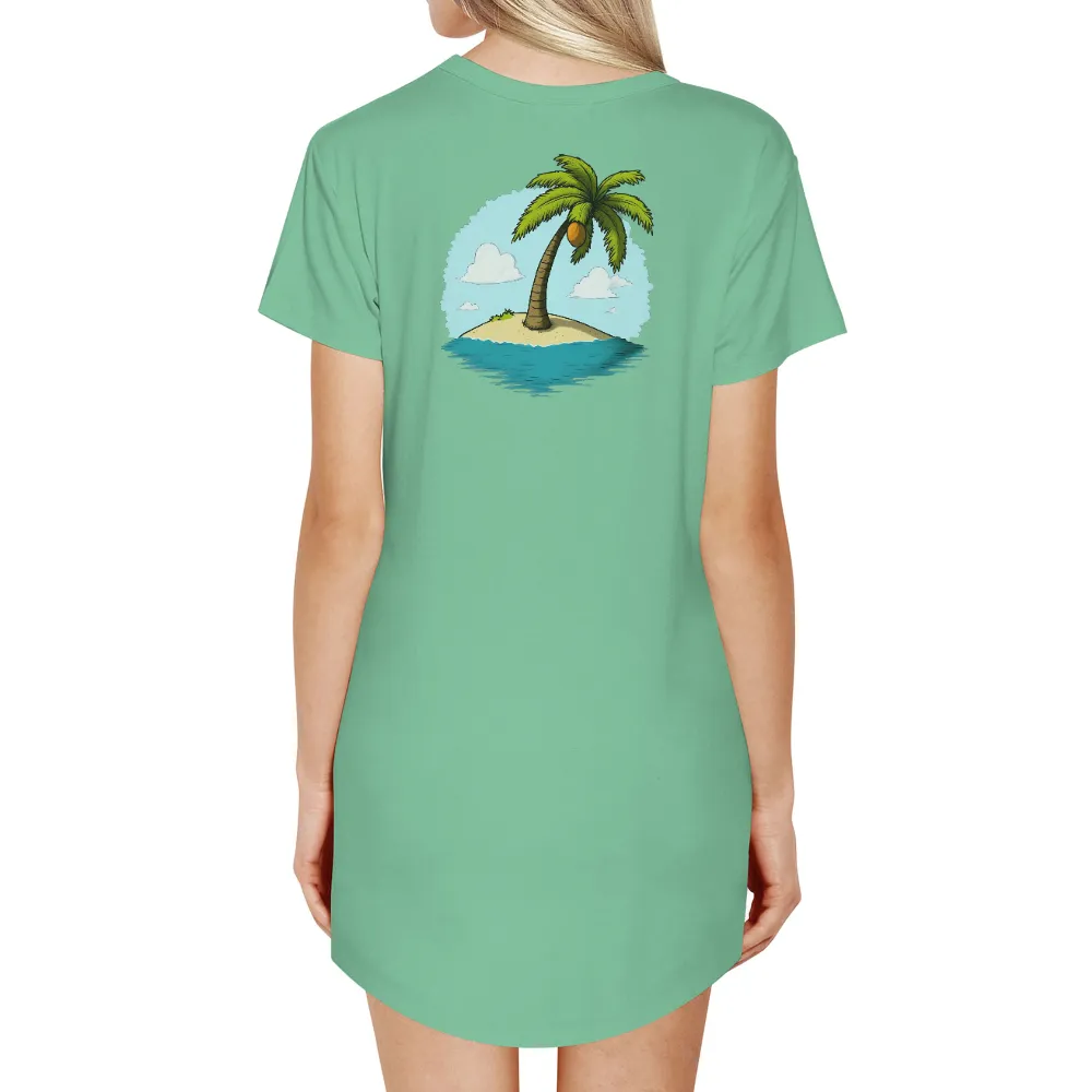 Serenity Island: Tee Shirt Printing with Palm Tree and Coconut|t shirt painting on nature