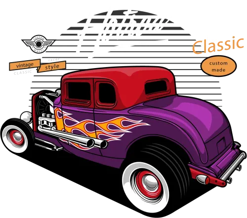 Graphic Tees: Hotrod Classic - Vintage Style Flame Design