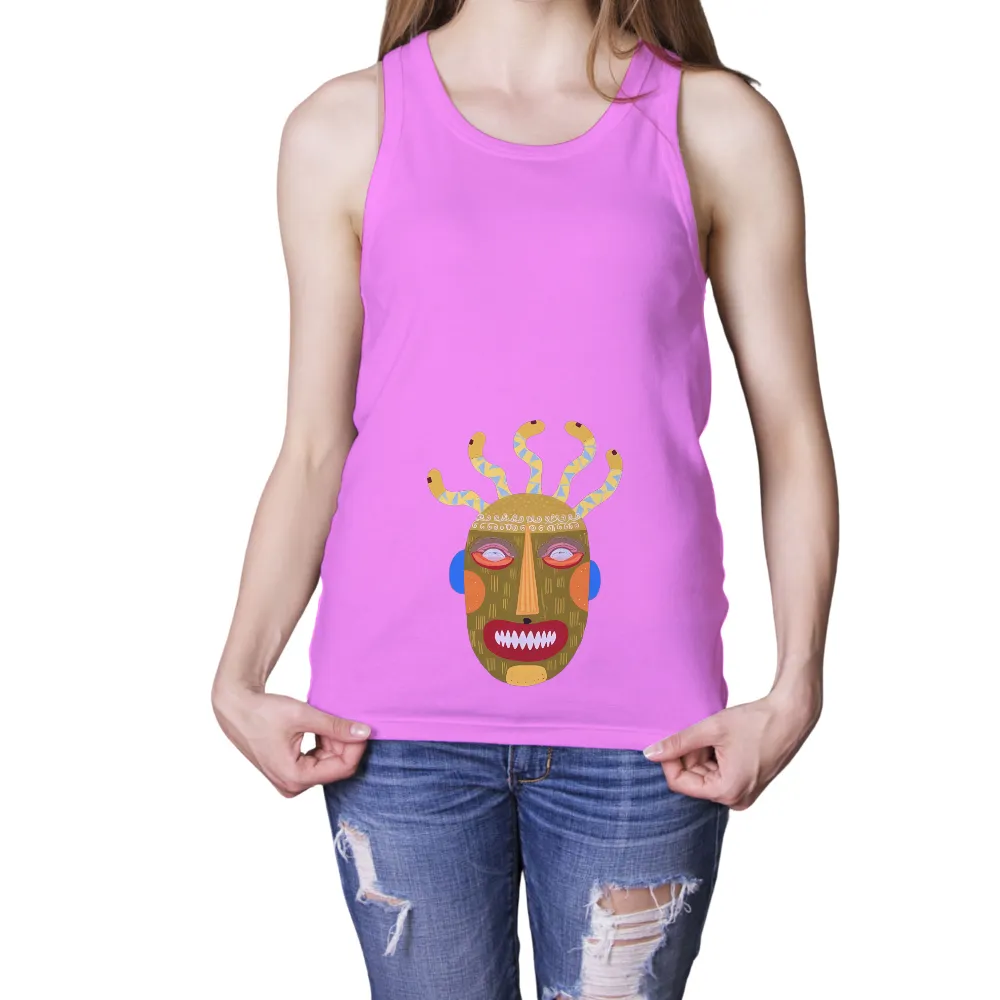 Custom Tee Shirts: Vibrant Mask Inspired by African Art| African art inspired mask