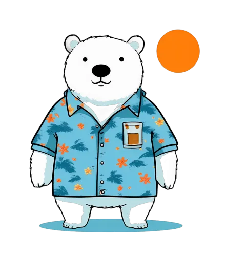 T-Shirts Pattern: Polar Bear in Hawaiian Shirt - Joyful Summer Vibes