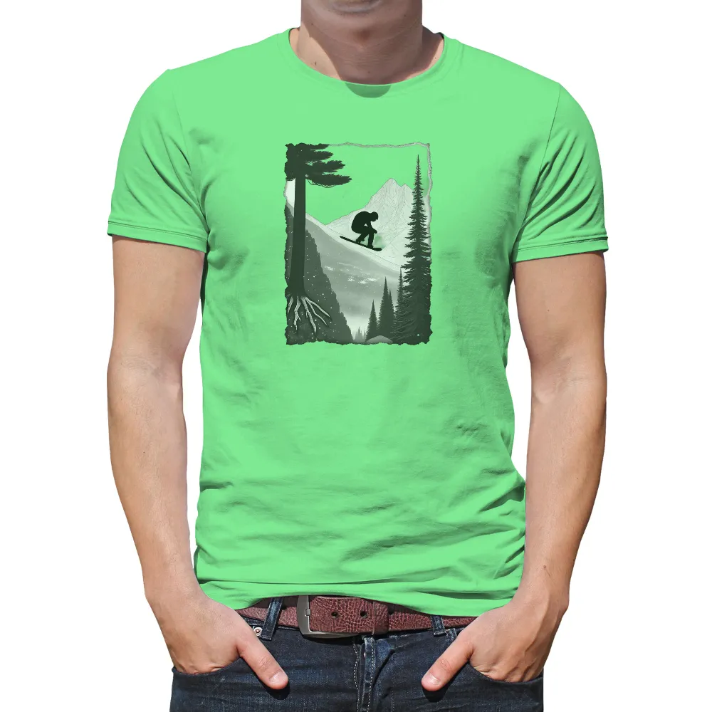 Graphic Tees: Snowboarding Adventure Under the Moonlit Sky|winter fur shirt for men