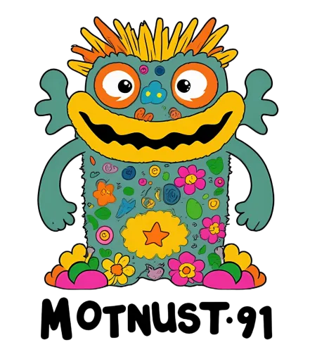 Vibrant Retro Monster Design with Playful Elements