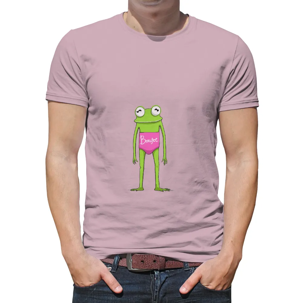 Graphic Tees: Quirky Frog in Pink Swimsuit - Express Your Unique Style|adventure time shirt sex