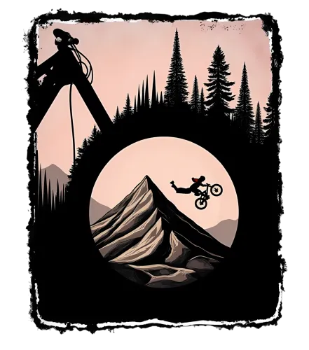 Custom T-Shirt Printing: Mountain Biking Adventure Under the Moon