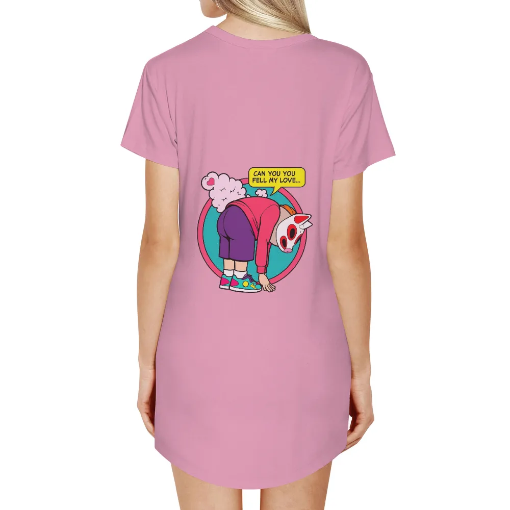 T-Shirts Pattern: Can You Feel My Love - Whimsical City Nights| Zephyr wearing a pink hoodie