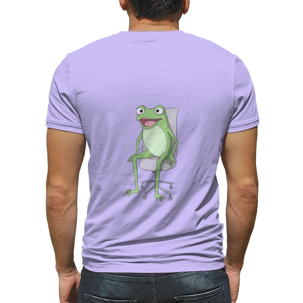 Graphic Tees: Cheerful Frog on Office Chair - Fun & Whimsical Design| Playful frog design