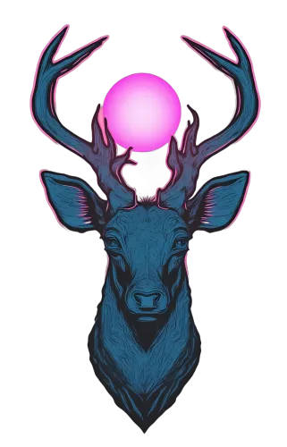 Custom Tee Shirts: Majestic Deer with Glowing Orb - Artistic Design