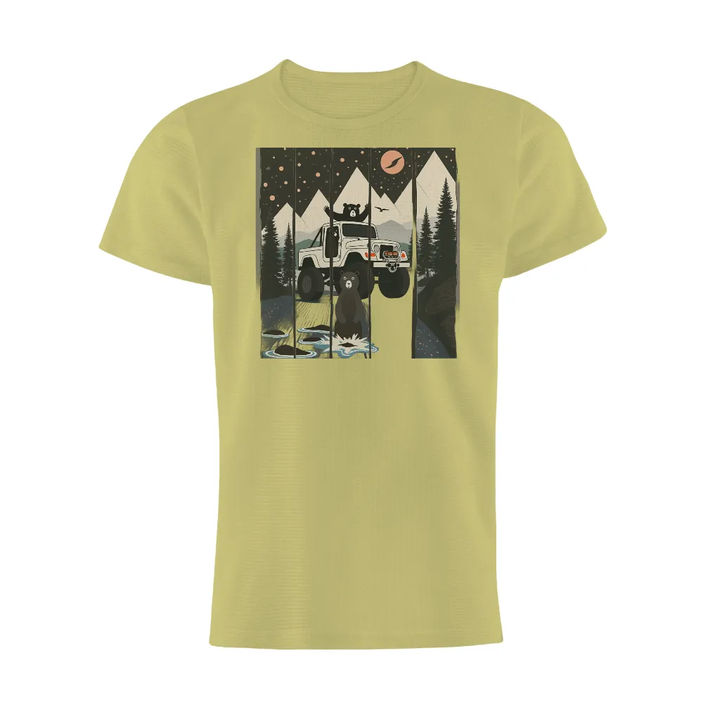 TShirt Design: Adventure Bears in the Mountains| full moon over mountains