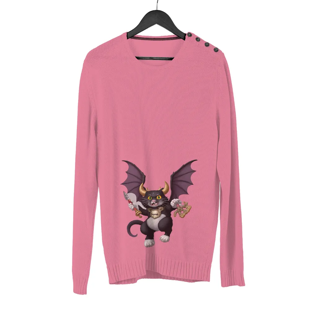 T-Shirt Printing: Zephyr the Guardian - Fantasy Cat with Sword and Key|cat valentines day shirt