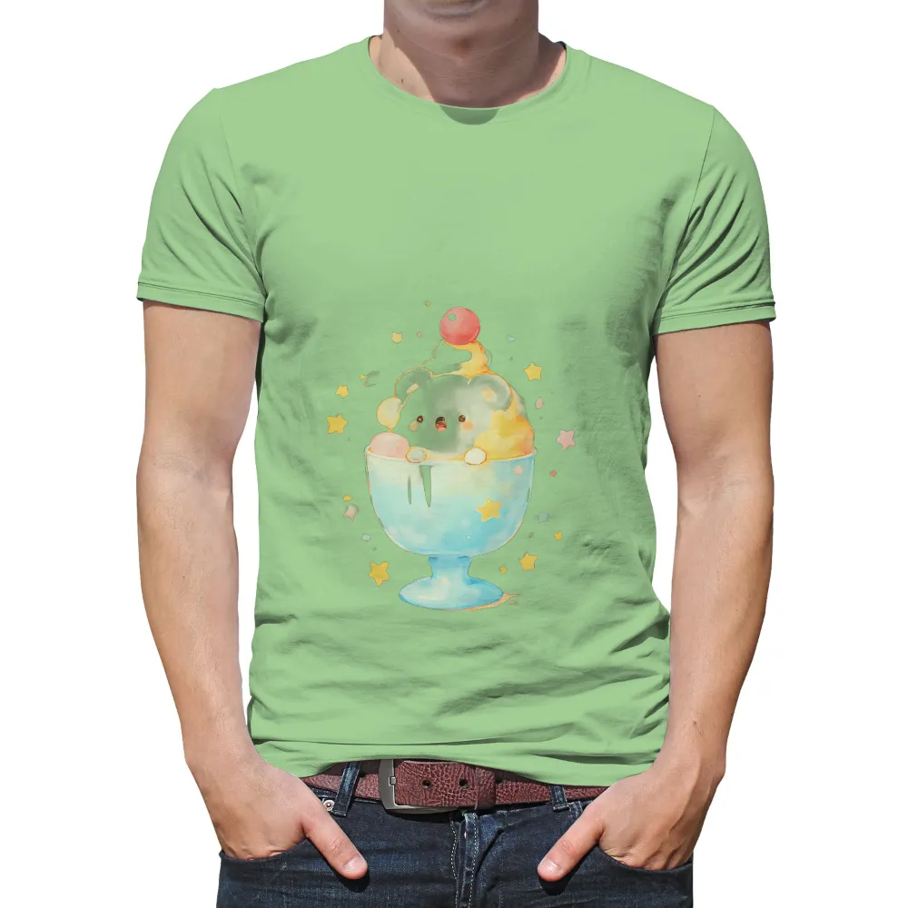 Whimsical Bear Ice Cream Sundae Design: Capturing Joy and Nostalgia|nirvana 90's vintage tee