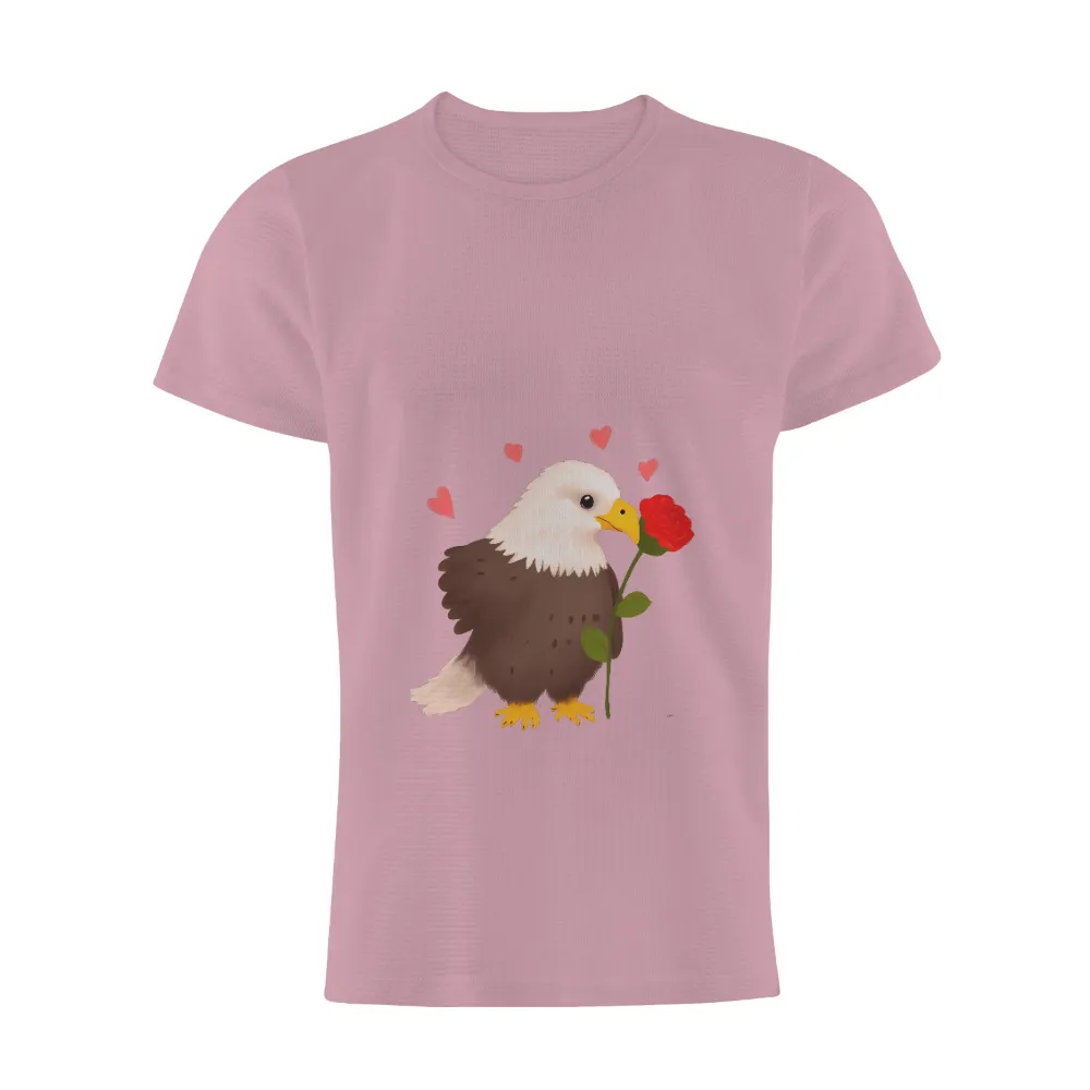 Graphic Tees: Bald Eagle with Red Rose - Artistic Love Design|music art love happiness t shirt