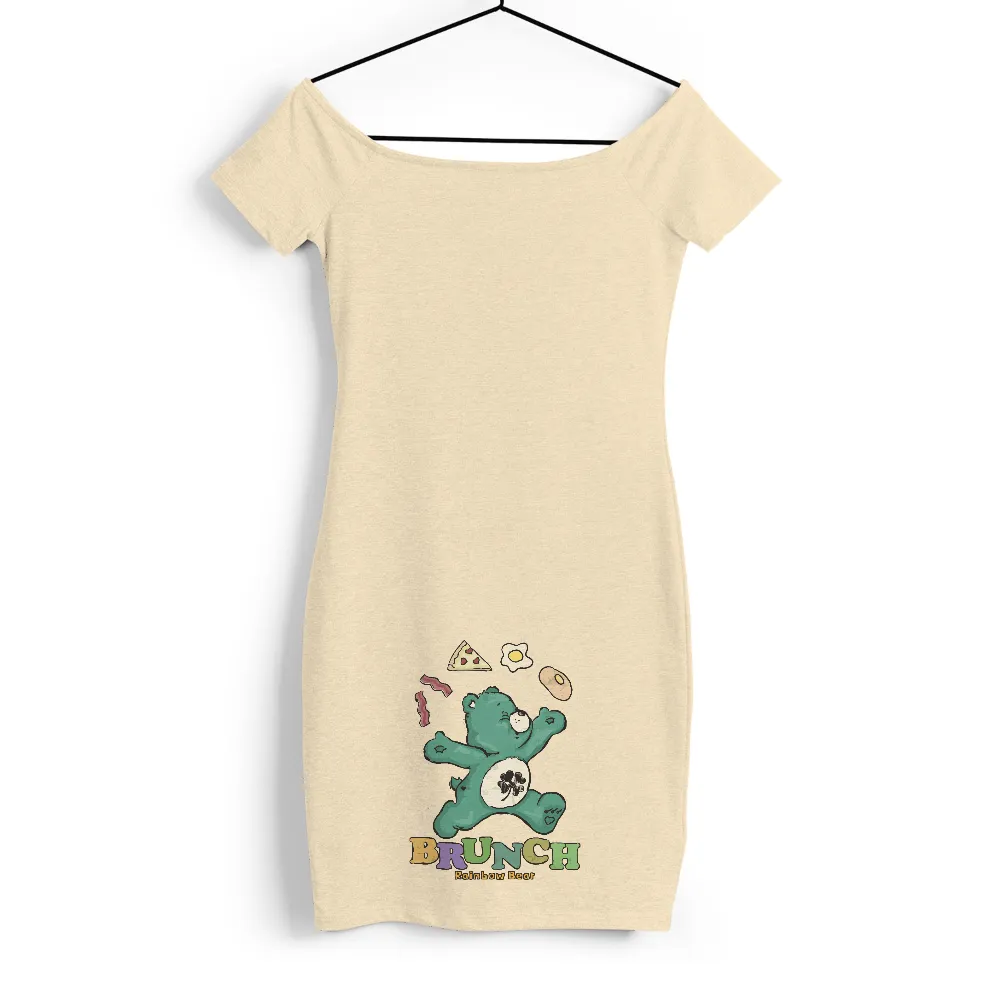 Tee Shirts Printed: Brunch Rainbow Bear - Whimsical Good Luck Design|lunch lady easter shirts