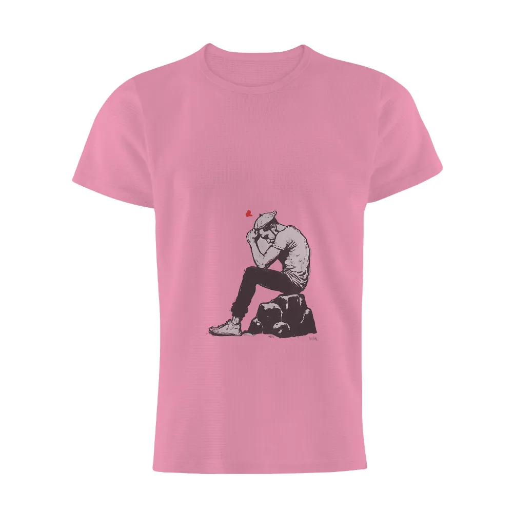 Minimalist Thinker Design with Heart and Contrast - Customized Apparel|mother's day classic merchandise