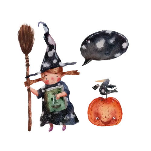 Graphic Tees: Whimsical Witch and Pumpkin - Halloween Magic