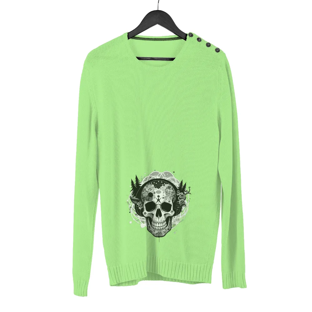 T-Shirt Printing: Skull Art with Nature Symbols|summer retro surf marine life printed casual tee