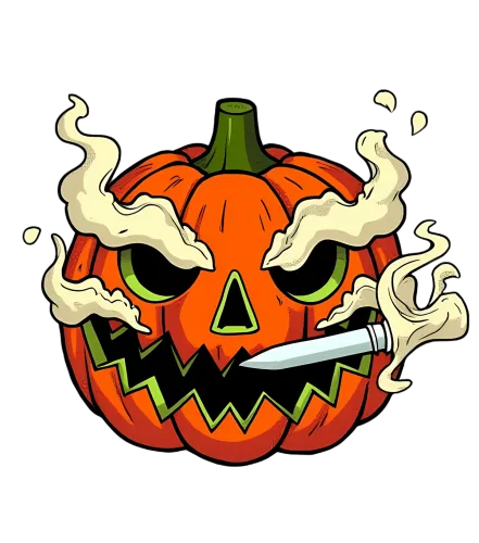 Custom Tee Shirts: Spooky Pumpkin with Knife for Halloween