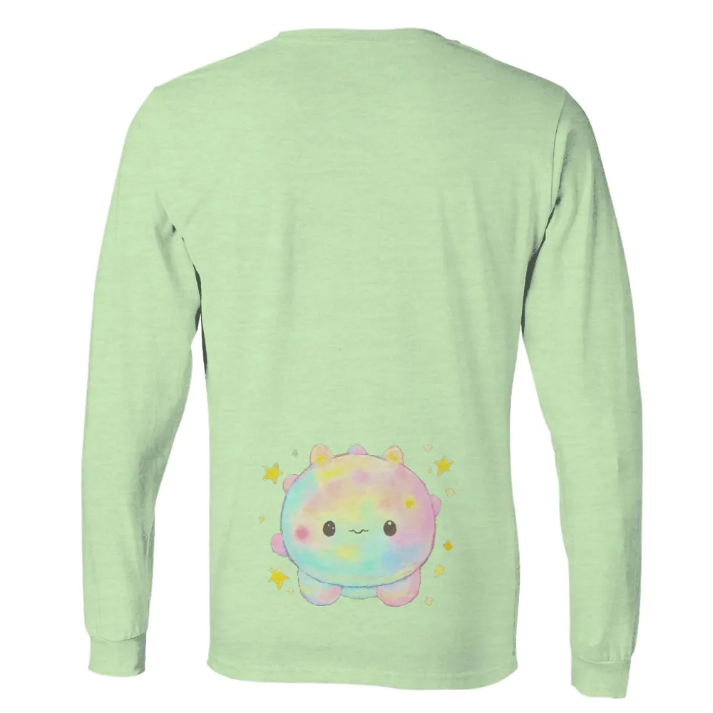 Whimsical Pastel Character with Vibrant Patterns|stars hollow knit a thon shirt