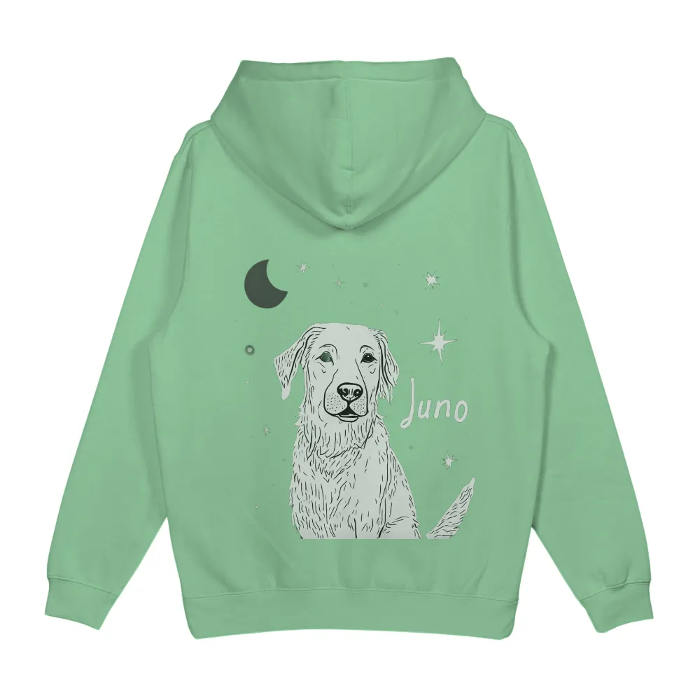 Custom T-Shirt Printing: Juno Under the Stars - Personalized Text, Golden Retriever, Night|family shirt design 2022