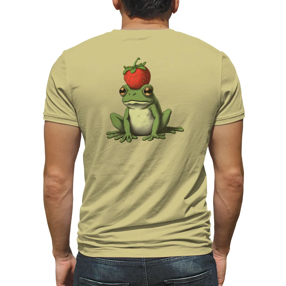 Frog with Strawberry T-Shirt Printing: Whimsy and Playfulness|90s color block t shirt