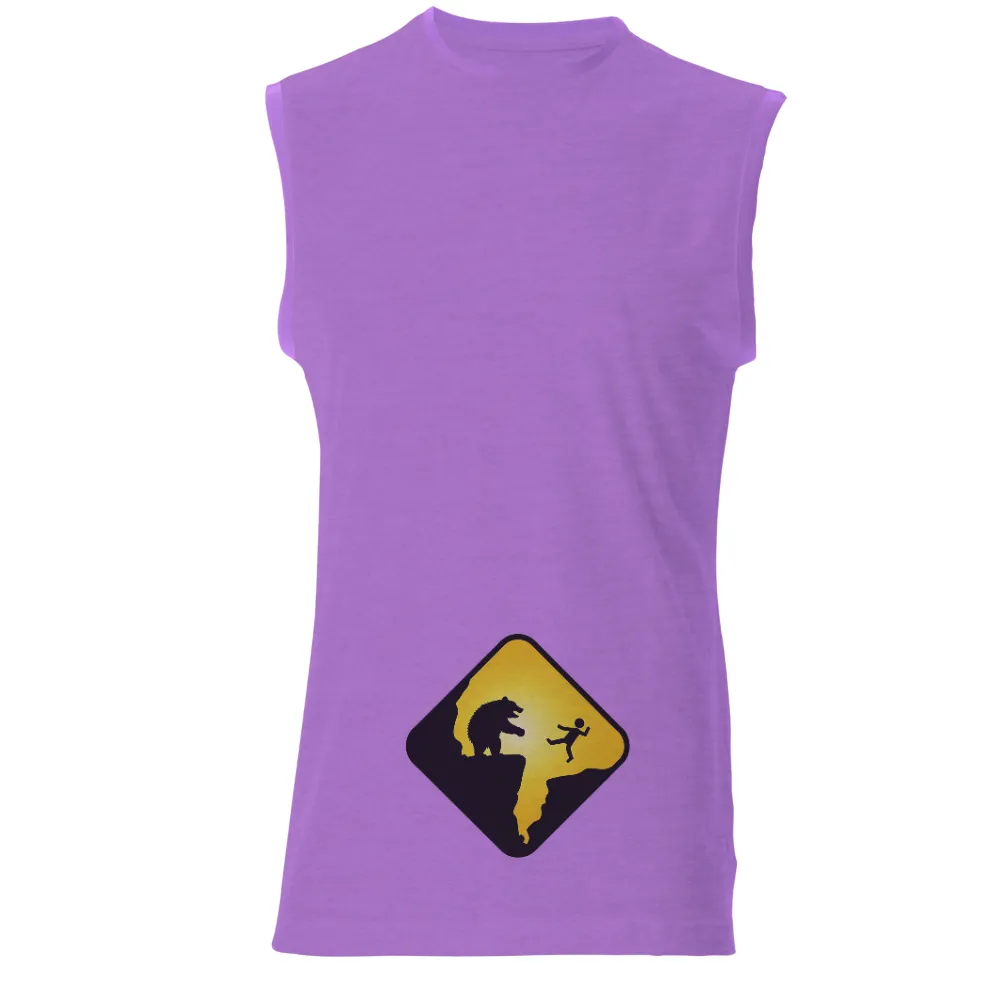 Graphic Tees: Wilderness Survival - Hiking Bear Cliff|cartoon bear print colorblock oversized tee