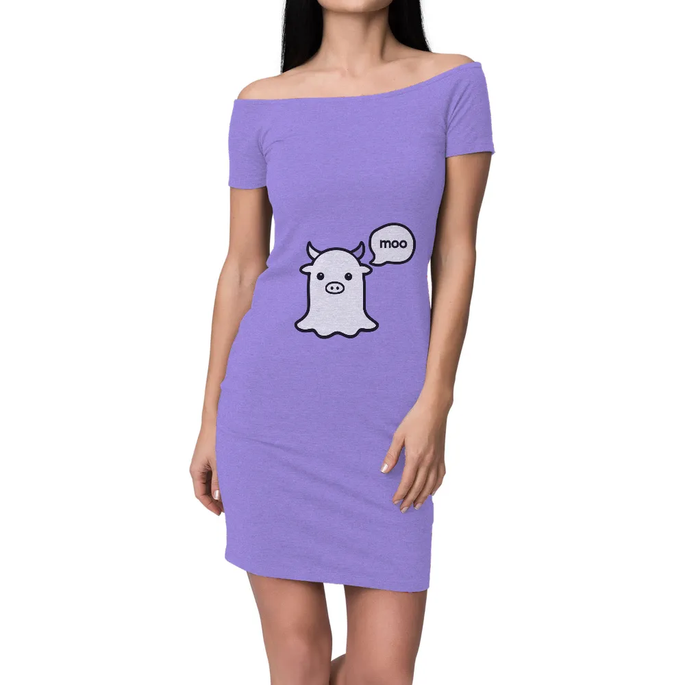 Ghostly Cow T-Shirts Pattern | Whimsical Humor Design| speech bubble