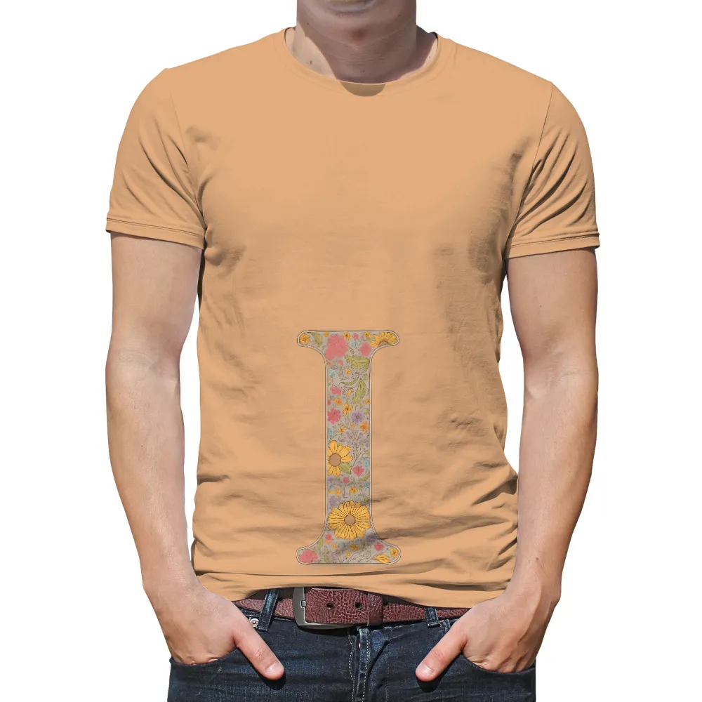 T-Shirts Pattern: Vibrant Floral Letter 'I'|cute spring t shirts