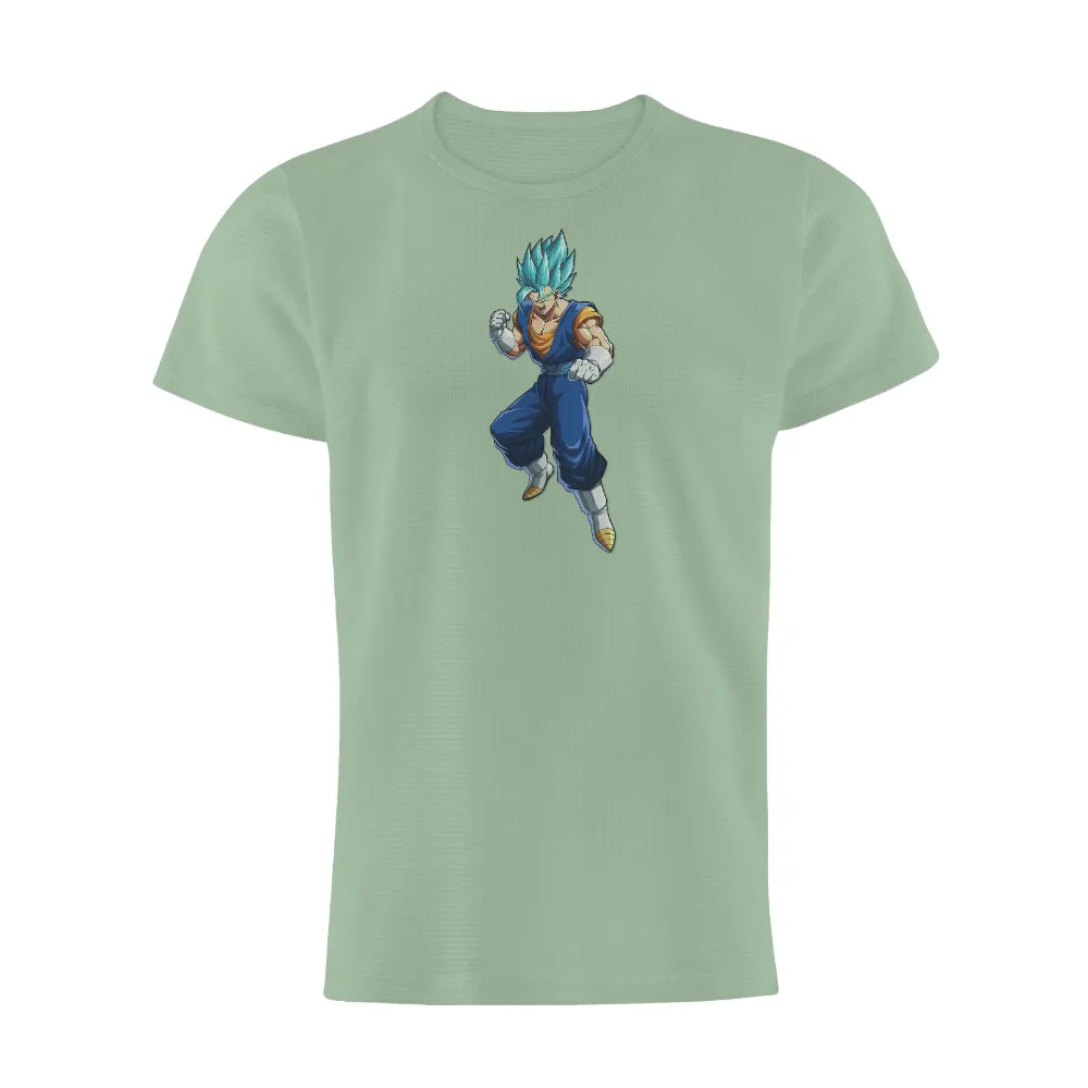 Tee Shirt Printing: Anime Hero with Blue Hair and Unwavering Spirit|dwight world anime expo