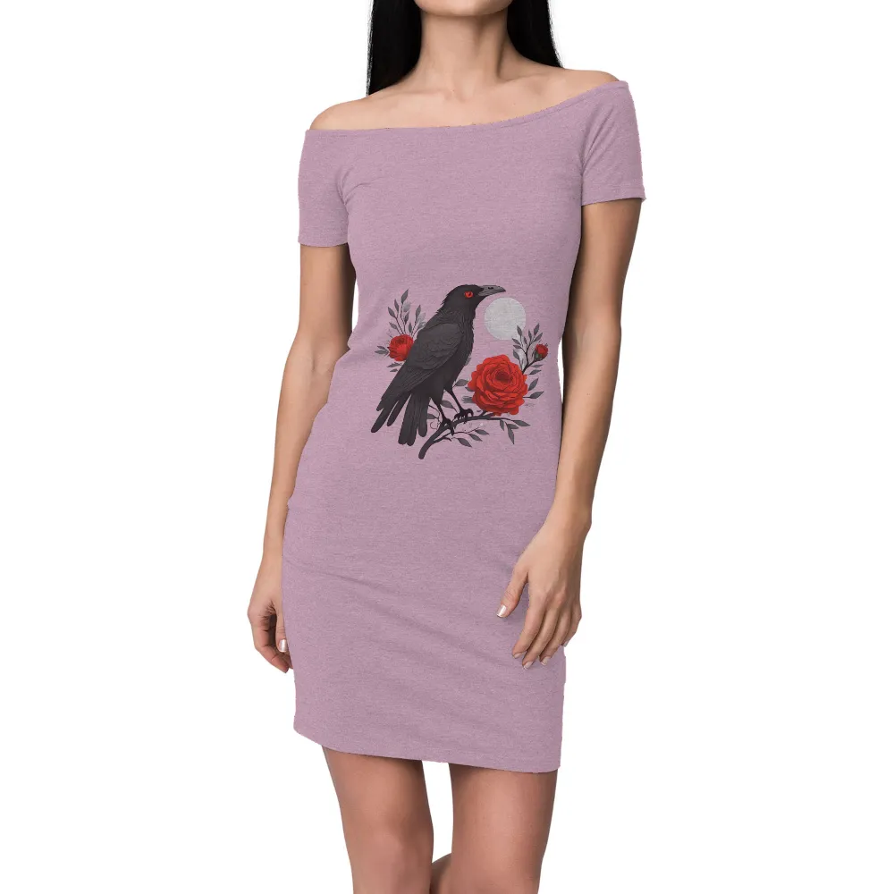 TShirt Design: Crow and Red Roses Under the Moon|love peace skeet cheese shirt