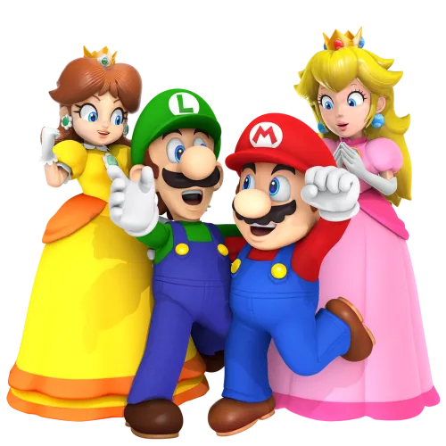 Custom Tee Shirts: Iconic Gaming Characters - Mario, Luigi, Princess Peach, Princess Daisy