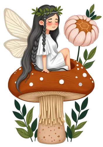 Tee Shirt Printing: Enchanted Fairy on a Mushroom - Nature Harmony