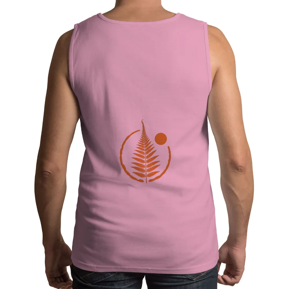 T-Shirts Custom: Embrace Nature's Harmony with Orange Fern and Bright Sun| abstract human figures