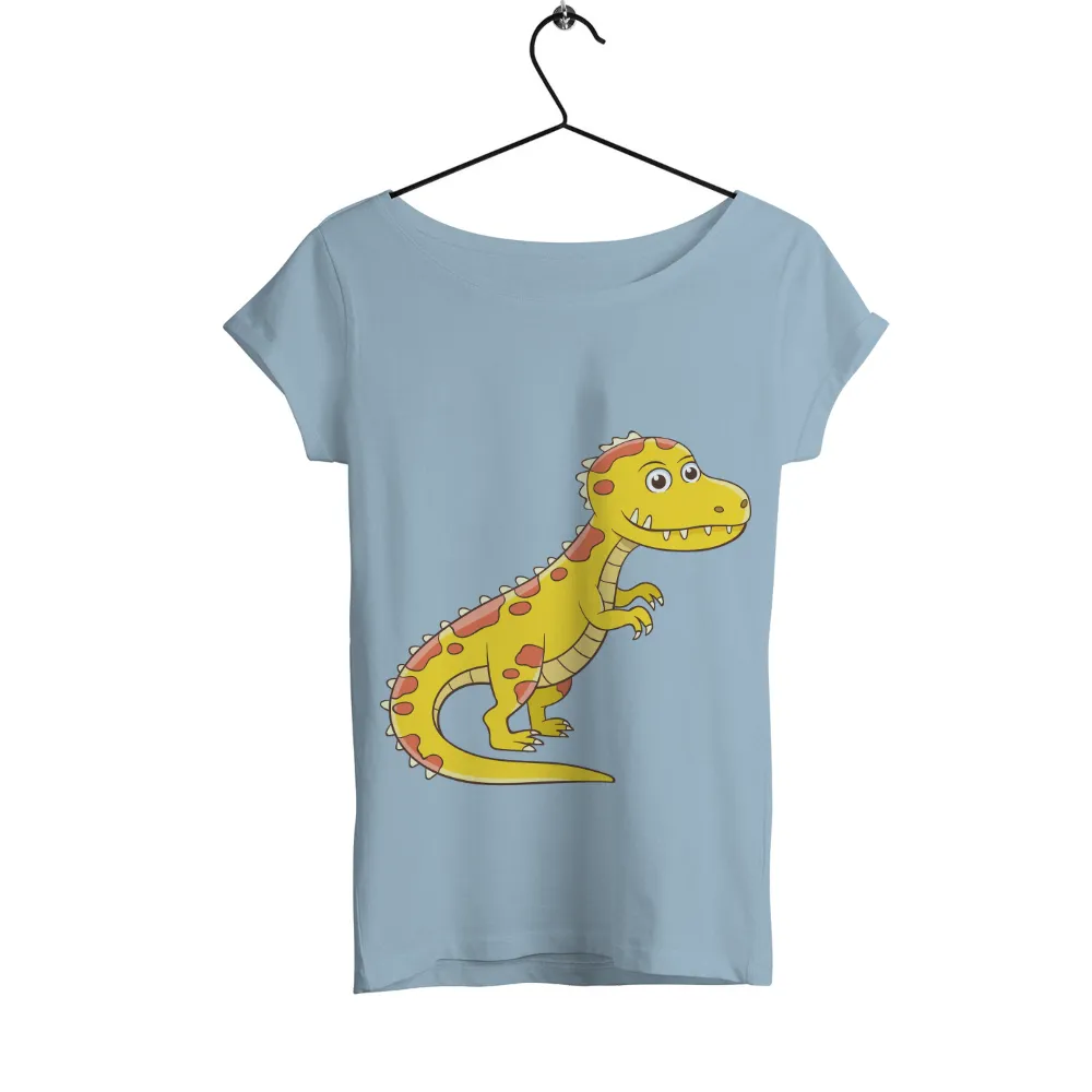 T-Shirts Design: Playful Dino - Artistic Prehistoric Adventure|yellow biggie t shirt