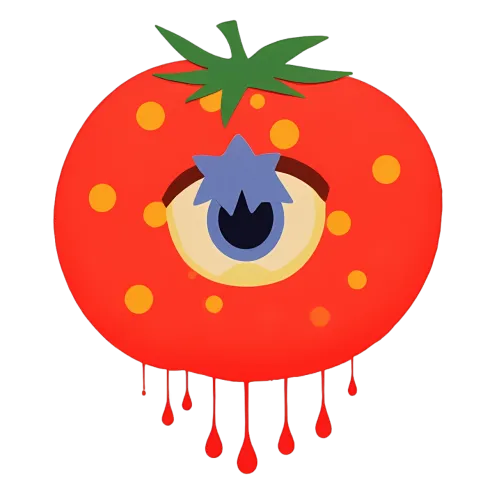 Unique Art Piece: A Whimsical Tomato with an Eye