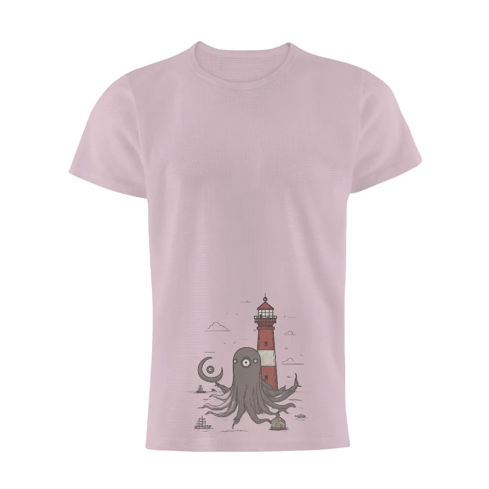 Mysterious Octopus Lighthouse Graphic: Vintage and Modern Maritime Art Merged|giveon vintage t shirt