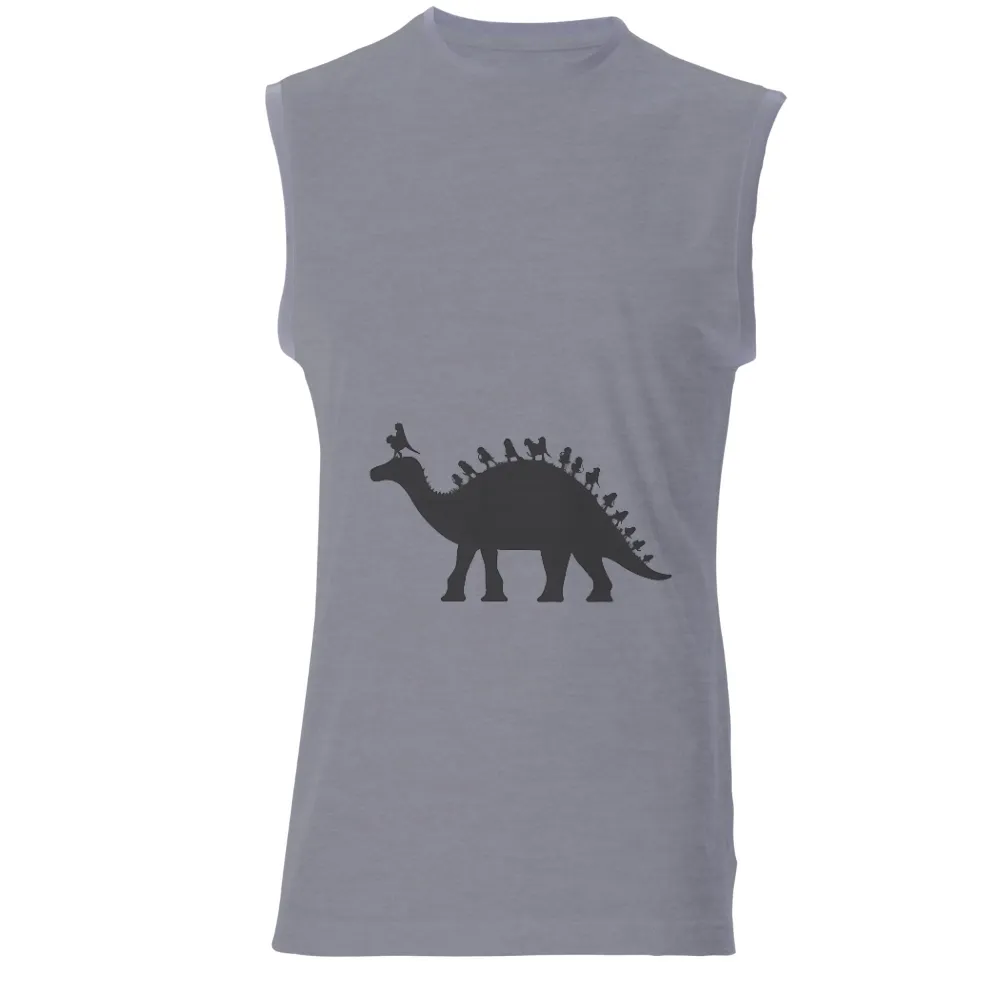 Prehistoric Silhouette Art with Animal-Inlaid Plates|dinosaur bunny shirt