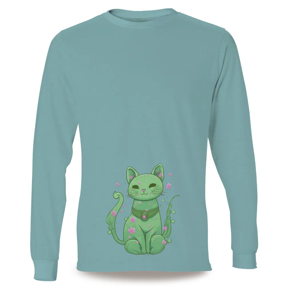 Graphic Tees: Magical Green Cat with Cherry Blossoms|orlando magic winning streak t shirts