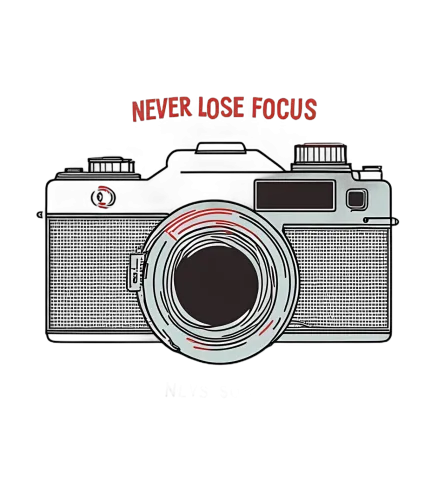 T-Shirts Custom: Never Lose Focus - Vintage Camera Design