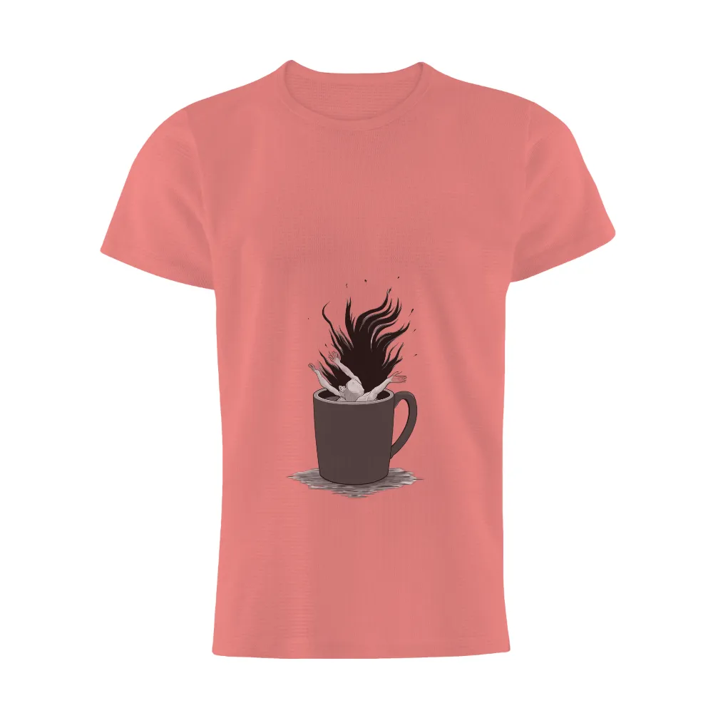 Shirts Graphic Tees: Dive into Coffee Adventure| Steam rising from the cup