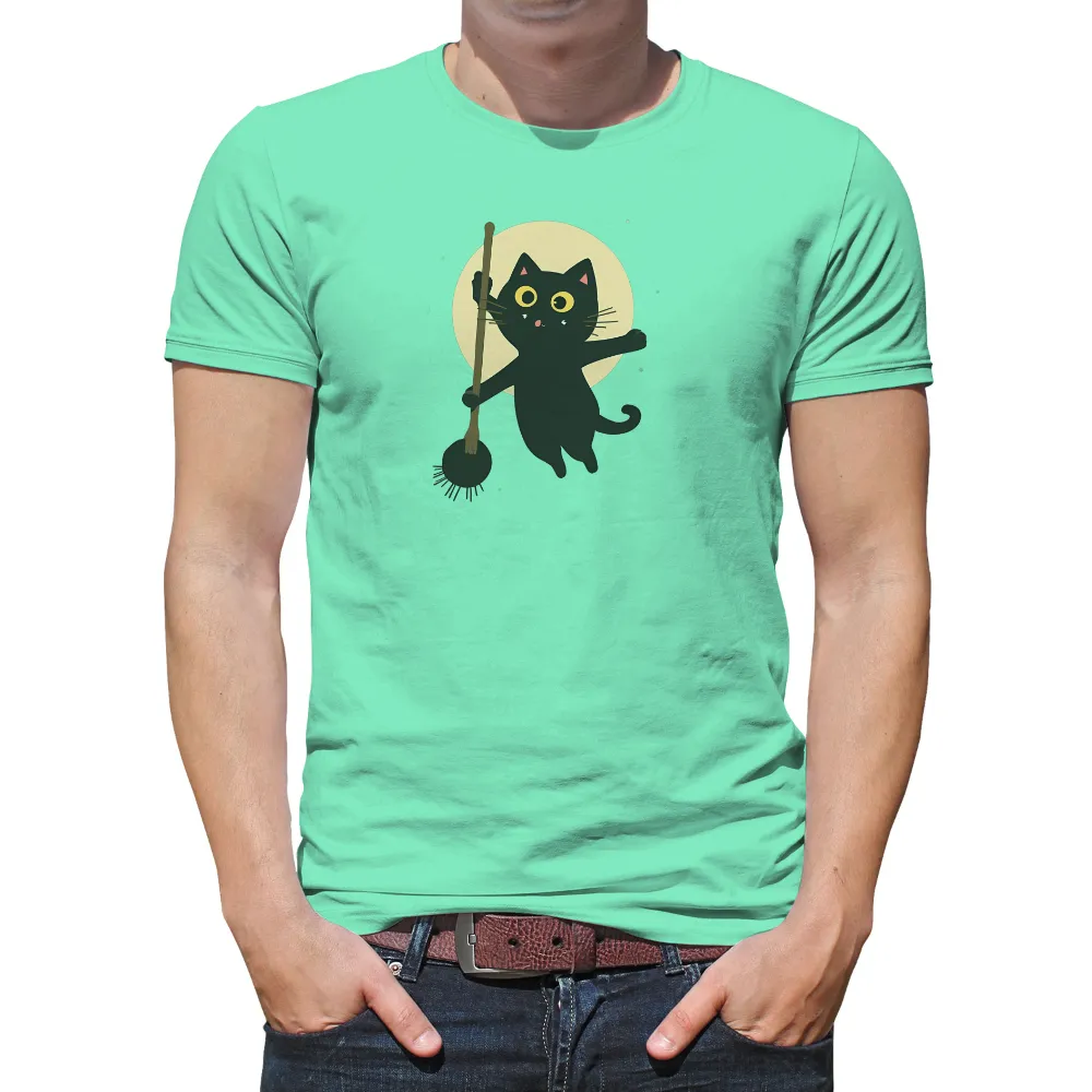 T-Shirts Custom: Enchanting Black Cat Halloween Adventure|men's night out camp shirt playboy