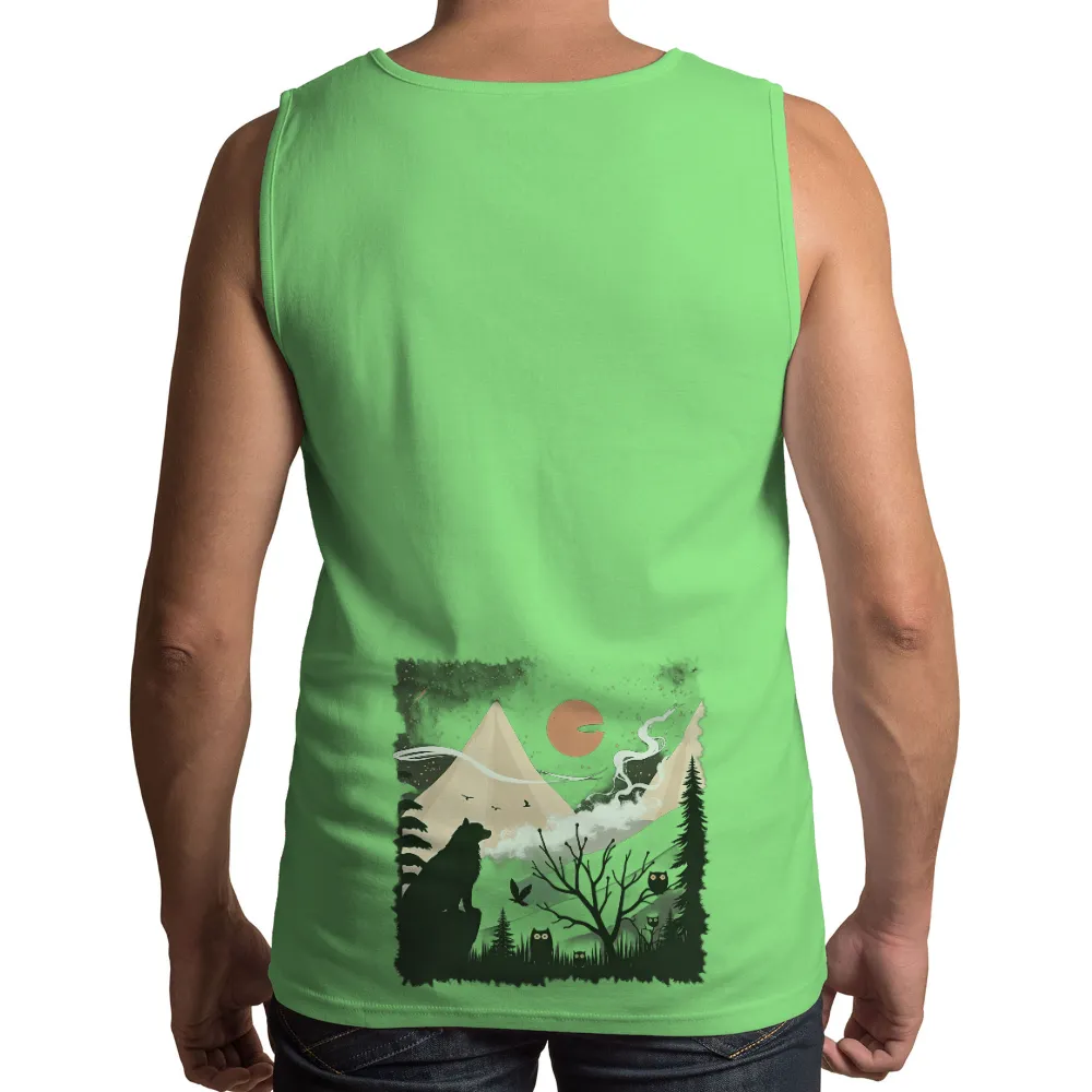 TShirt Printing: Mystical Night in the Mountains| Owls with piercing yellow eyes