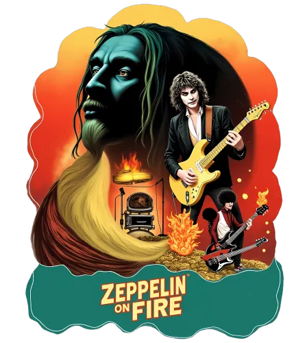 Zeppelin on Fire T-Shirt Design | Legendary Rock Band Tribute