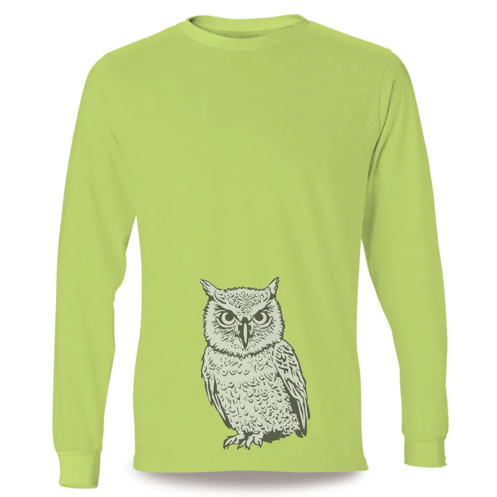 T-Shirts Pattern: Monochrome Owl - Wisdom and Mystery|zayde wisdom