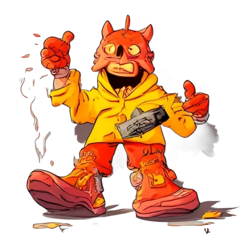 T-Shirts Design: Blaze - A Fiery Red Demon with a Sense of Humor