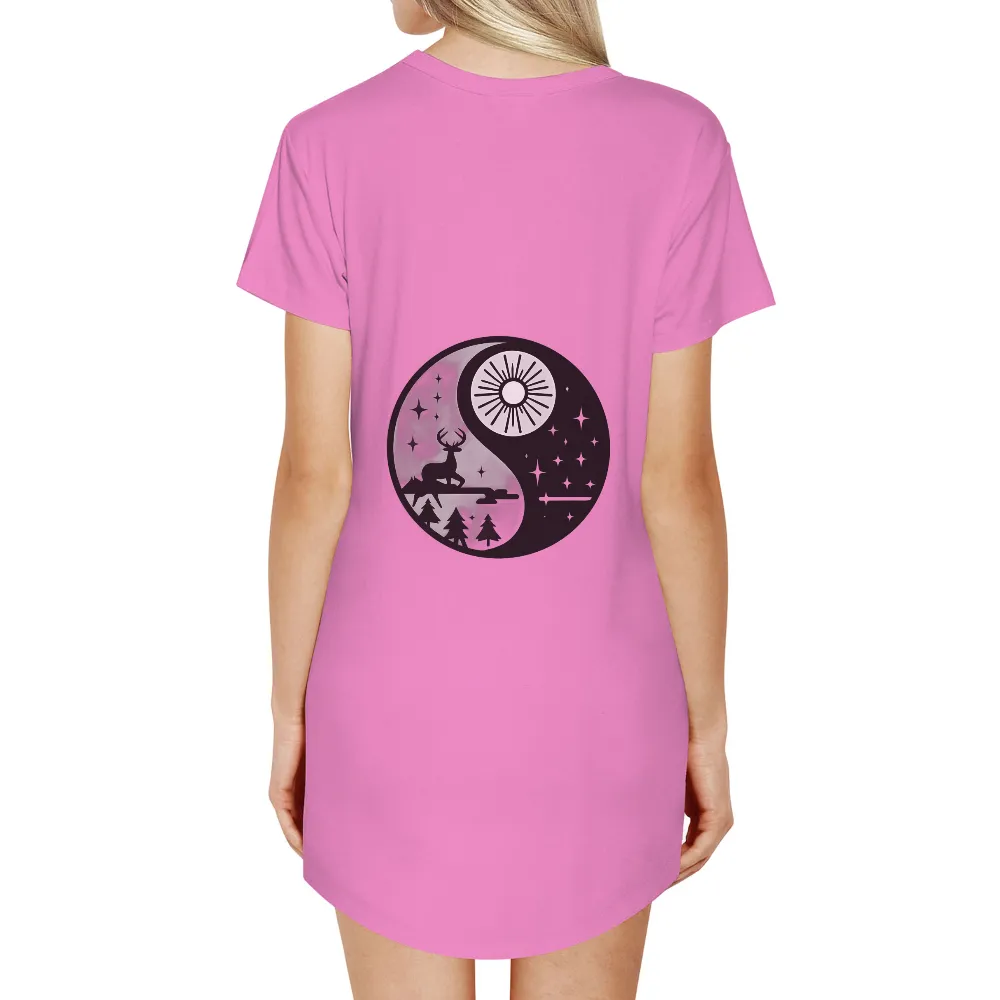 Yin-Yang Symbol and Nature's Harmony in Creative Designs|casual vintage sun moon t shirt